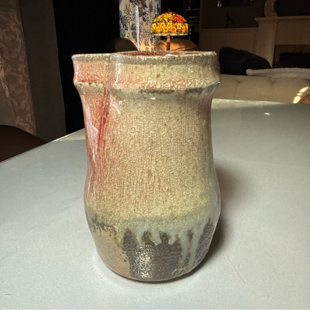 Raku Small Pitcher Drip Glaze Hand Thrown Studio Art Pottery Vase Rustic Prairie